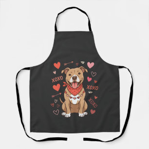 Valentine Pitbull Dog XOXO Love Design Apron