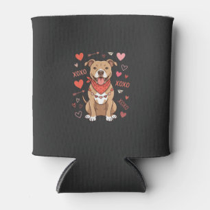 Valentine Pitbull Dog XOXO Love Design Can Cooler