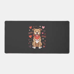 Valentine Pitbull Dog XOXO Love Design Desk Mat
