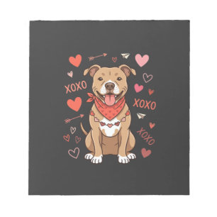 Valentine Pitbull Dog XOXO Love Design Notepad