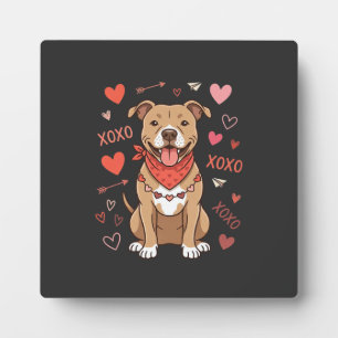 Valentine Pitbull Dog XOXO Love Design Plaque