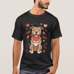 Valentine Pitbull Dog XOXO Love Design T-Shirt