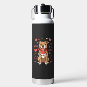 Valentine Pitbull Dog XOXO Love Design Water Bottle
