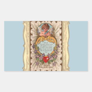 Valentine Poem With Cupid Rectangular Sticker