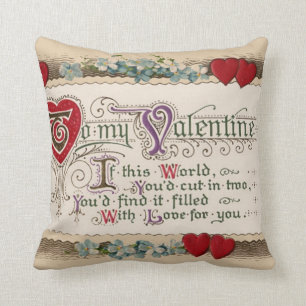 Valentine Poem With Hearts Cushion
