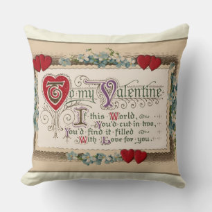 Valentine Poem With Hearts Cushion