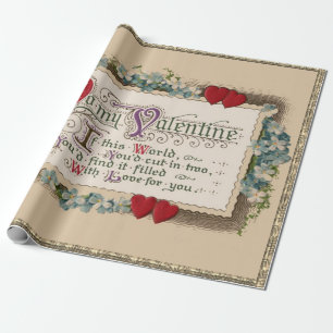Valentine Poem With Hearts Wrapping Paper