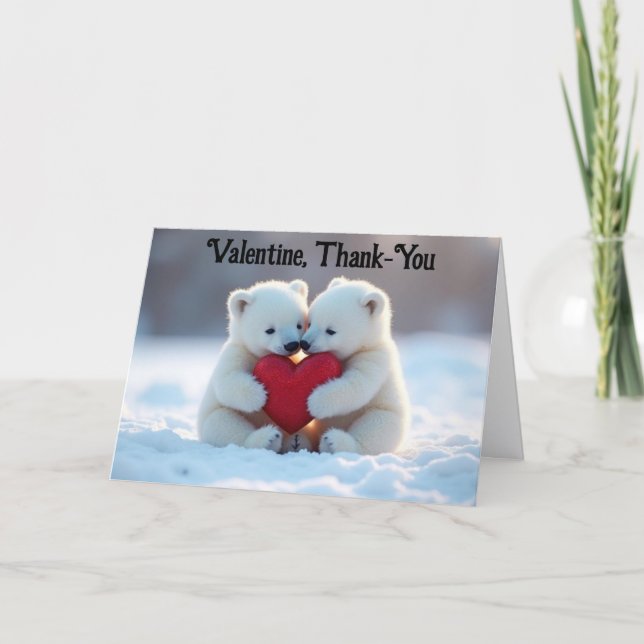 Valentine Polar Bear Cubs Greeting Card (Front)