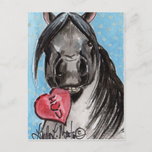 Valentine Pony Postcard Black
