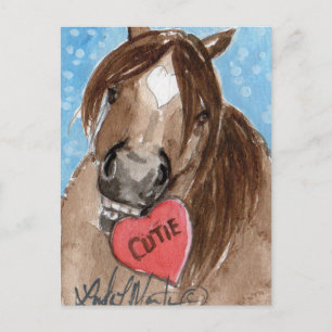 Valentine Pony Postcard Brown
