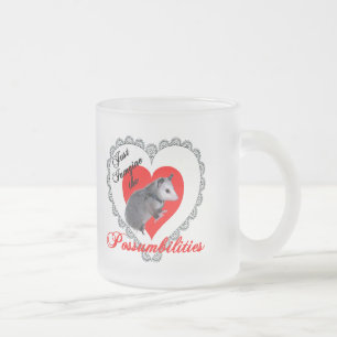 Valentine Possum Frosted Glass Coffee Mug