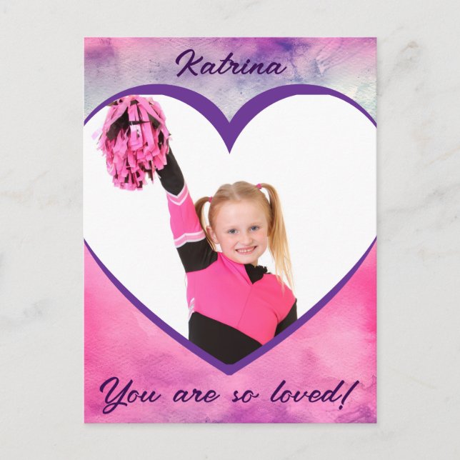 Valentine Precious Memories Heart Photo and Name Postcard (Front)