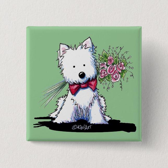 Valentine Prince Westie Pin Button (Front)