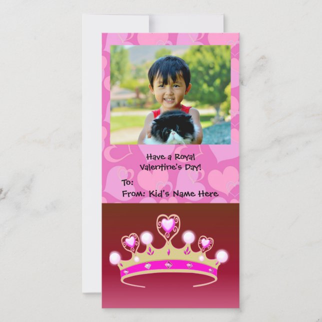 Valentine Princess Girl's Holiday Card (Front)