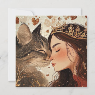 Valentine princess & her kitty cat card