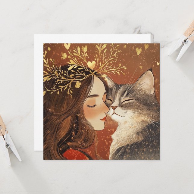 Valentine princess & her kitty cat card (Front/Back In Situ)