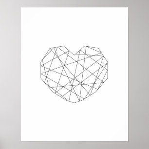 Valentine print. Heart black and white wall art