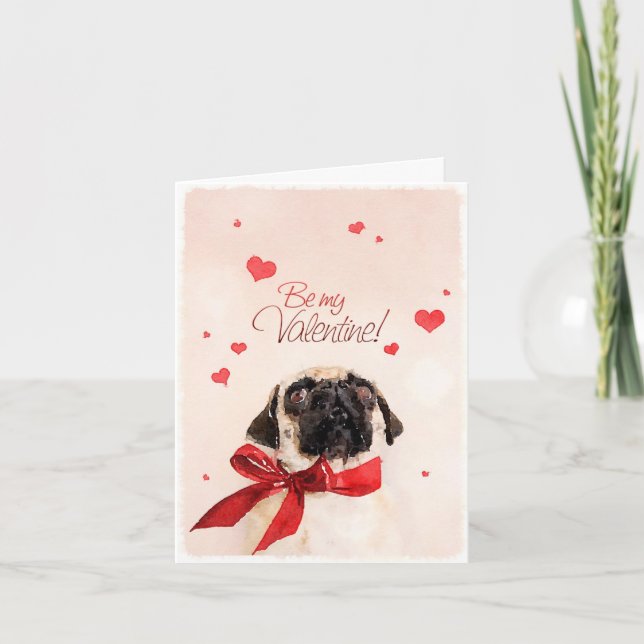 Valentine Pug Holiday Card (Front)