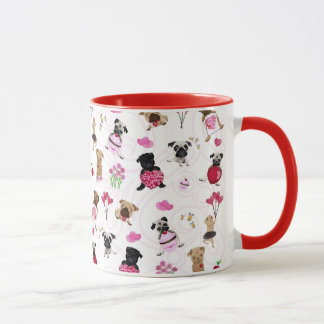 Valentine Pugs on White Background Mug
