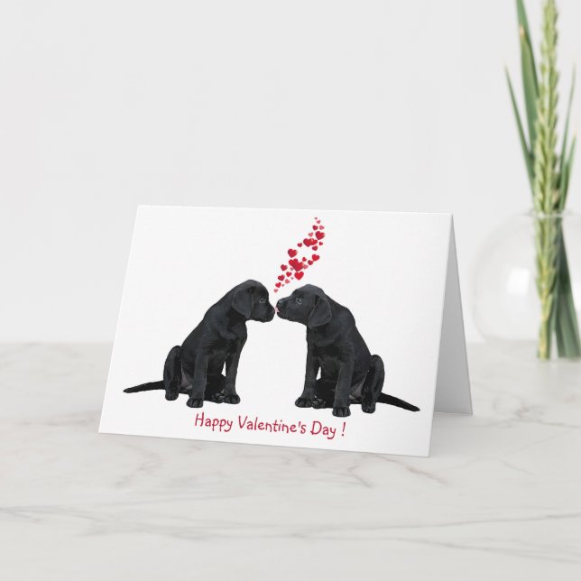 Valentine Puppy - Black Lab Holiday Card (Front)