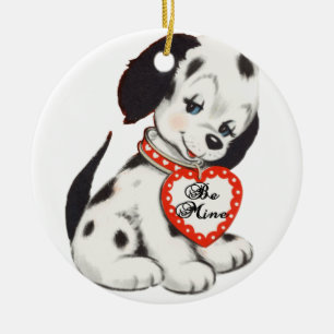 Valentine puppy dalmation ceramic tree decoration