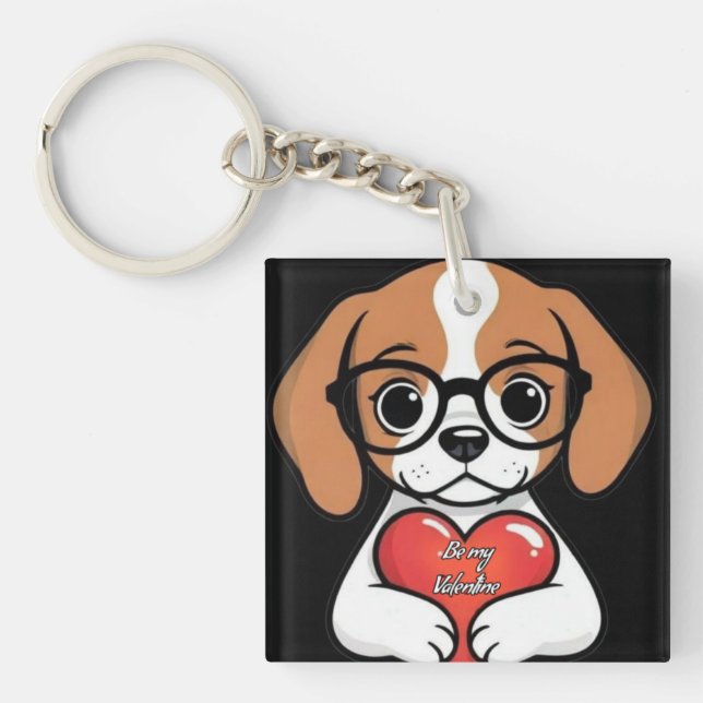 Valentine Puppy  Key Ring (Front)