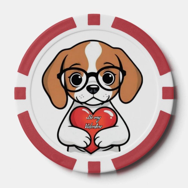 Valentine Puppy  Poker Chips (Front)