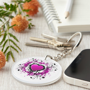 Valentine Purple Heart Key Ring