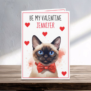 Valentine Purrfect Siamese Cat Card