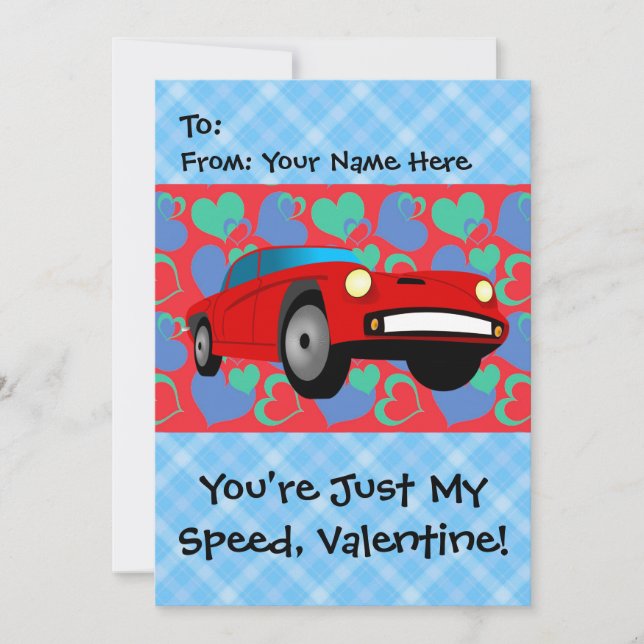 Valentine Race Car Holiday Card (Front)