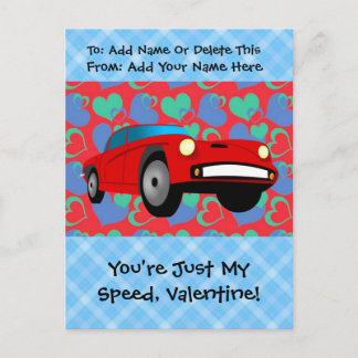 Valentine Race Car Holiday Postcard