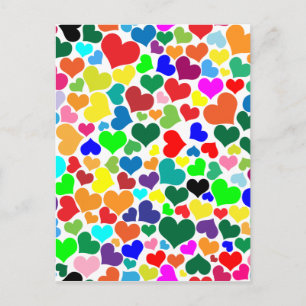 valentine rainbow hearts holiday postcard
