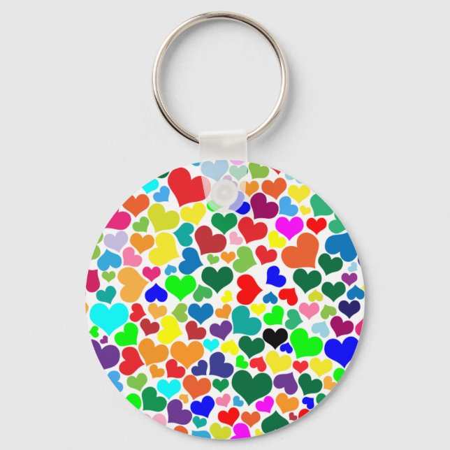valentine rainbow hearts key ring (Front)