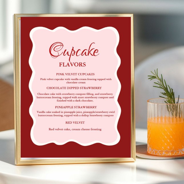 Valentine Red and pink Cupcake flavors sign (Creator Uploaded)