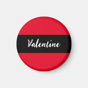 Valentine Red Black Valentine's Day Elegant Script Magnet