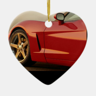 Valentine Red Corvette Ceramic Tree Decoration