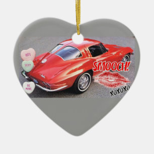 Valentine Red Corvette Split Window Classic Ceramic Tree Decoration