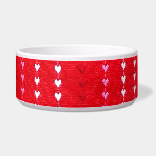 Valentine Red Embroidered Hearts Fabric Pet