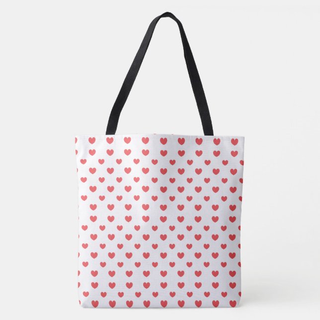 Valentine Red Heart Canvas Tote Bag (Front)