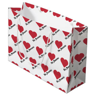 Valentine Red heart Family Name Large Gift Bag