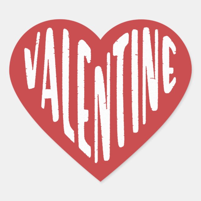 Valentine Red Heart Love Word Art Minimalist Seal (Front)
