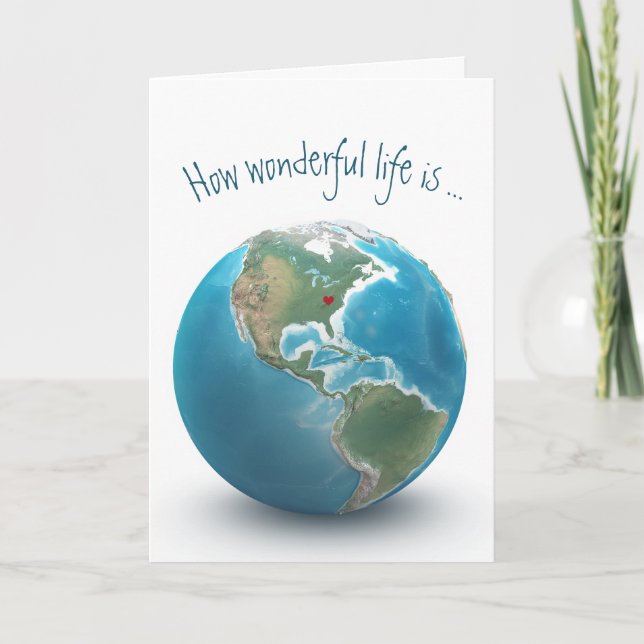 Valentine Red Heart On Planet Earth Card (Front)