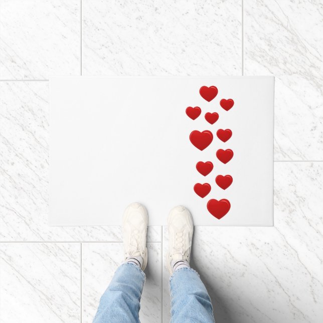 Valentine Red Hearts Doormat – Romantic Love Home  (Indoor)
