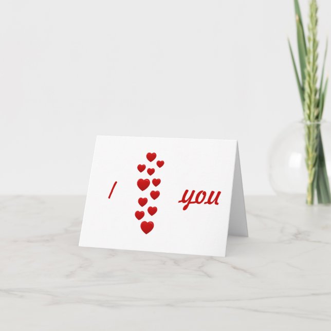 Valentine Red Hearts “I Love You” Thank You Card  (Front)