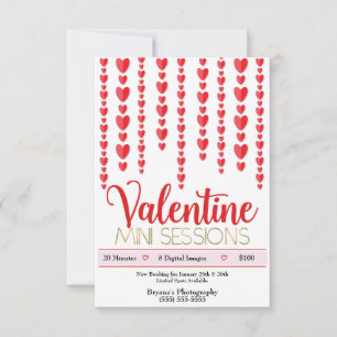 Valentine Red Hearts Mini Sessions Photography Invitation