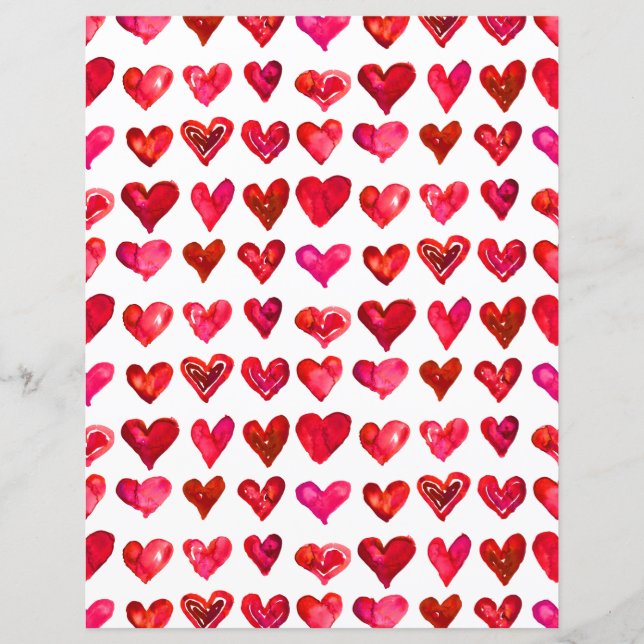 Valentine Red Hearts Paper Sheet (Front)