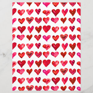 Valentine Red Hearts Paper Sheet