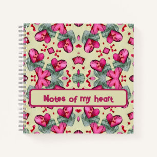 Valentine red hearts romance abstract pattern 1 notebook