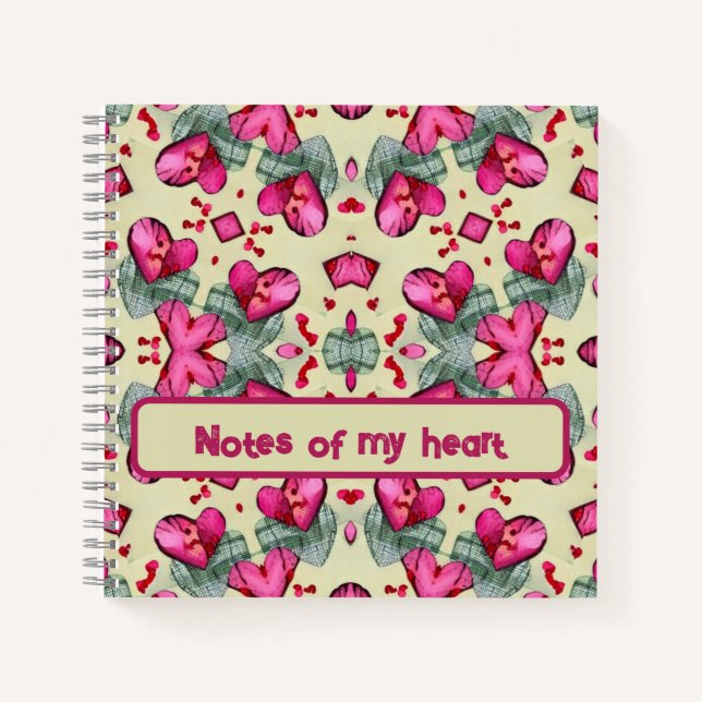 Valentine red hearts romance abstract pattern 1 notebook (Front)