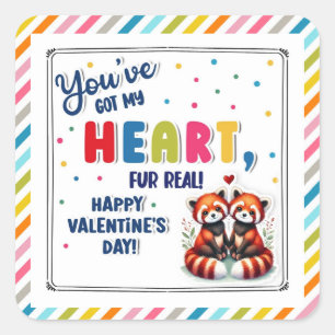 Valentine Red panda  Square Sticker